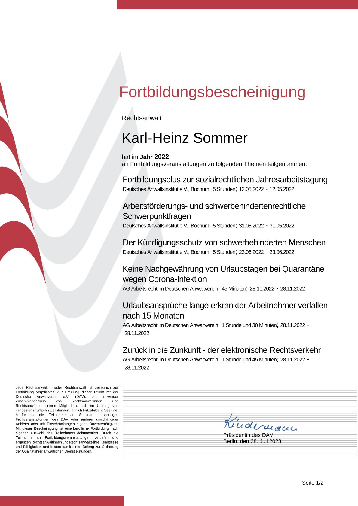 2022Fortbildungsbescheinigung_Karl-Heinz Sommer DAV